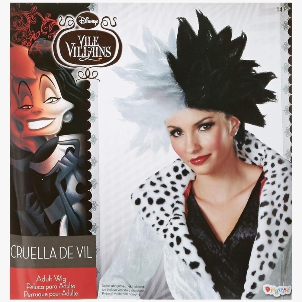 Halloween 101 Dalmatians Disney Villains Cruella De Vil Cosplay Costume Wig